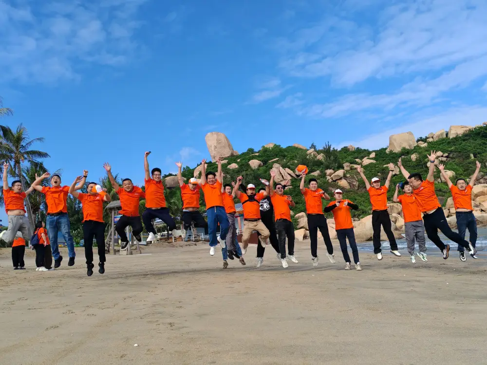 Chenghui company team building trip to Beihai, Guangxi on May 17, 2024, showing the team together by the sea